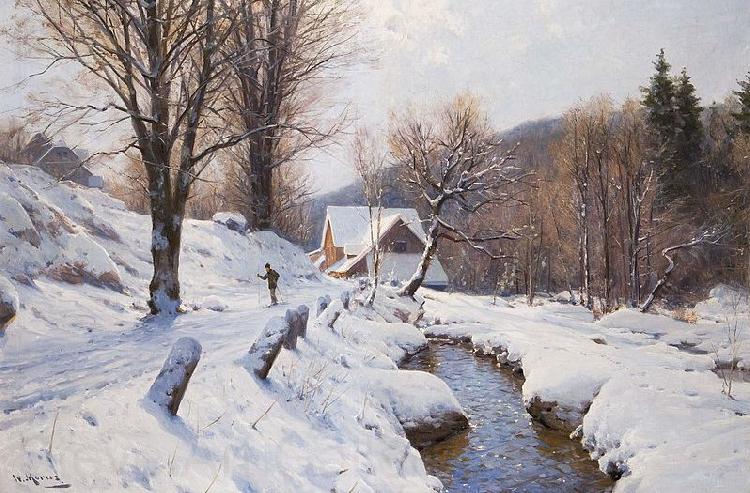 Walter Moras Romantische Winterlandschaft Norge oil painting art